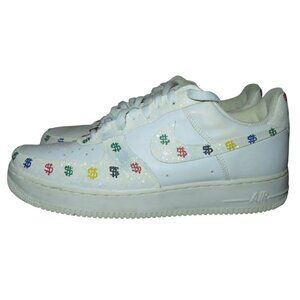 Nike Air Force 1 White Leather Custom Dollar Signs Glow Sparkly sneakers sz 11